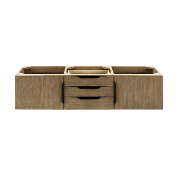 James Martin Furniture Mercer Island 59''  Double Vanity in Latte Oak and Matte Black, Base Cabinet Only