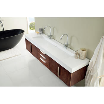 James Martin Furniture 72" Vanity Coffee Oak w/ White Top Overhead View
