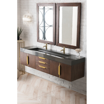 Mercer Island Single Wall Mounted Bathroom Vanity Cabinet with Radiant Gold  Accents in Multiple Configurations, Finishes, and Sizes by James Martin  Furniture