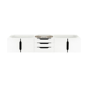 James Martin Furniture Mercer Island 72''  Single Vanity in Glossy White and Matte Black, Base Cabinet Only