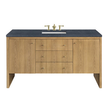 James Martin Furniture Hudson 60'' Single Vanity in Light Natural Oak with 3cm (1-3/8'') Thick Charcoal Soapstone Top and Rectangle Undermount Sink