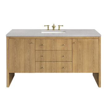 James Martin Furniture Hudson 60'' Single Vanity in Light Natural Oak with 3cm (1-3/8'') Thick Eternal Serena Top and Rectangle Undermount Sink