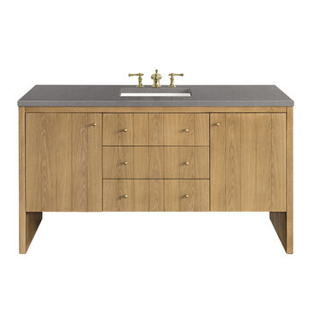 James Martin Furniture Hudson 60'' Single Vanity in Light Natural Oak with 3cm (1-3/8'') Thick Grey Expo Top and Rectangle Undermount Sink