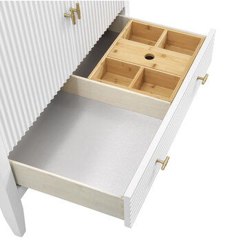James Martin Furniture Myrrin 36'' Vanity, Bright White Base Cabinet Only Overhead Drawer View