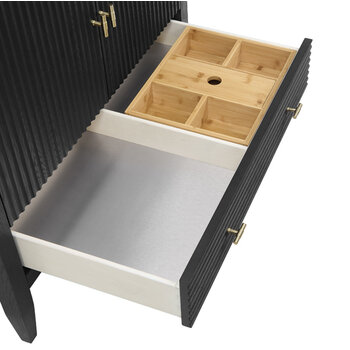 James Martin Furniture Myrrin 36'' Vanity, Carbon Oak Base Cabinet Only Overhead Drawer View