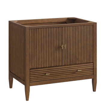 James Martin Furniture Myrrin 36'' Vanity, Mid-Century Walnut Base Cabinet Only Product View