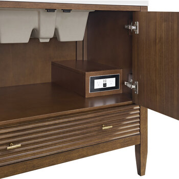 James Martin Furniture Myrrin 36'' Vanity, Mid-Century Walnut Base Cabinet Only Outlet View