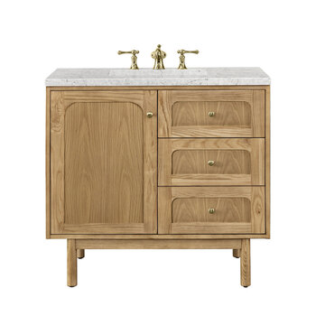 James Martin Furniture Laurent 36'' Single Vanity in Light Natural Oak with 3cm (1-3/8'') Thick Eternal Jasmine Pearl Top and Rectangle Sink