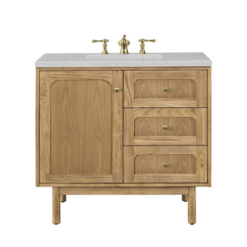 James Martin Furniture Laurent 36'' Single Vanity in Light Natural Oak with 3cm (1-3/8'') Thick Eternal Serena Top and Rectangle Sink