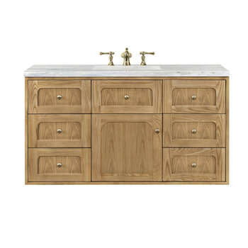 James Martin Furniture Laurent 48'' Single Vanity in Light Natural Oak with 3cm (1-3/8'') Thick Arctic Fall Top and Rectangle Sink