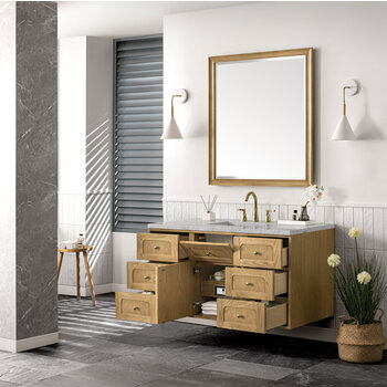 James Martin Furniture Laurent 48'' Single Vanity in Light Natural Oak with 3cm (1-3/8'') Thick Eternal Jasmine Pearl Top and Rectangle Sink