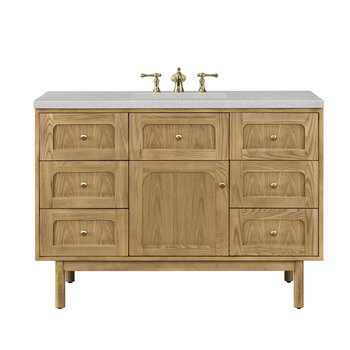 James Martin Furniture Laurent 48'' Single Vanity in Light Natural Oak with 3cm (1-3/8'') Thick Eternal Serena Top and Rectangle Sink
