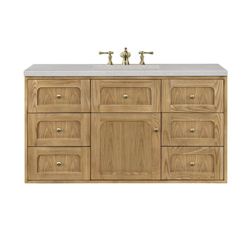 James Martin Furniture Laurent 48'' Single Vanity in Light Natural Oak with 3cm (1-3/8'') Thick Eternal Serena Top and Rectangle Sink