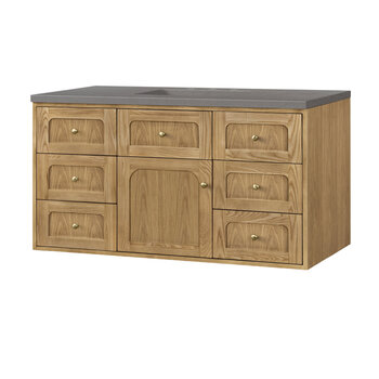 James Martin Furniture Laurent 48'' Single Vanity in Light Natural Oak with 3cm (1-3/8'') Thick Grey Expo Top and Rectangle Sink