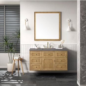 James Martin Furniture Laurent 48'' Single Vanity in Light Natural Oak with 3cm (1-3/8'') Thick Grey Expo Top and Rectangle Sink