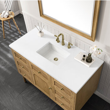 James Martin Furniture Laurent 48'' Single Vanity in Light Natural Oak with 3cm (1-3/8'') Thick White Zeus Top and Rectangle Sink