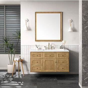 James Martin Furniture Laurent 48'' Single Vanity in Light Natural Oak with 3cm (1-3/8'') Thick White Zeus Top and Rectangle Sink