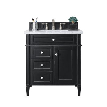 James Martin Furniture Black Onyx w/ Carrara Marble Top Front Product View