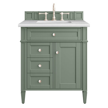 James Martin Furniture Brittany 30'' Single Vanity in Smokey Celadon with 3cm (1-3/8'' ) Thick Arctic Fall Top and Rectangle Sink
