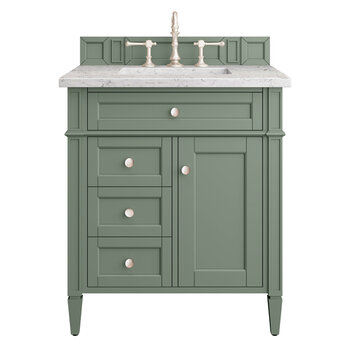 James Martin Furniture Brittany 30'' Single Vanity in Smokey Celadon with 3cm (1-3/8'' ) Thick Eternal Jasmine Pearl Top and Rectangle Sink
