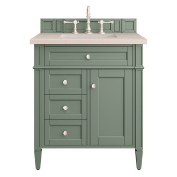 James Martin Furniture Brittany 30'' Single Vanity in Smokey Celadon with 3cm (1-3/8'' ) Thick Eternal Marfil Top and Rectangle Sink