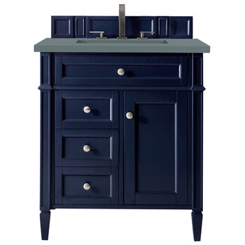 James Martin Furniture Brittany 30'' Single Vanity in Victory Blue with 3cm (1-3/8'' ) Thick Cala Blue Quartz Top and Rectangle Sink