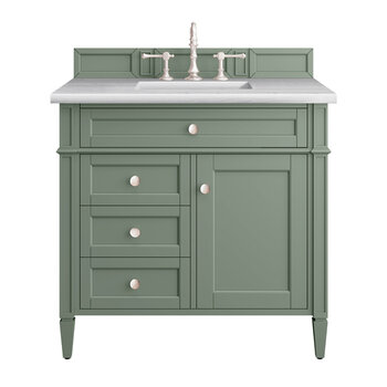 James Martin Furniture Brittany 36'' Single Vanity in Smokey Celadon with 3cm (1-3/8'' ) Thick Arctic Fall Top and Rectangle Undermount Sink
