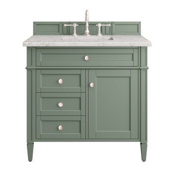 James Martin Furniture Brittany 36'' Single Vanity in Smokey Celadon with 3cm (1-3/8'' ) Thick Eternal Jasmine Pearl Top and Rectangle Undermount Sink