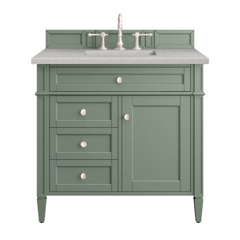 James Martin Furniture Brittany 36'' Single Vanity in Smokey Celadon with 3cm (1-3/8'' ) Thick Eternal Serena Top and Rectangle Undermount Sink
