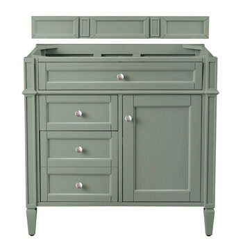 James Martin Furniture Brittany 36'' Single Vanity in Smokey Celadon, Base Cabinet Only