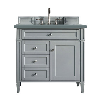 James Martin Furniture Brittany 36'' Single Vanity in Urban Gray with 3cm (1-3/8'' ) Thick Cala Blue Quartz Top and Rectangle Undermount Sink