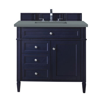 James Martin Furniture Brittany 36'' Single Vanity in Victory Blue with 3cm (1-3/8'' ) Thick Cala Blue Quartz Top and Rectangle Undermount Sink