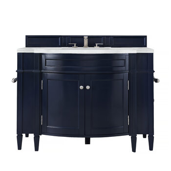 Brittany 46''W Single Vanity, Victory Blue w/ 3cm (1-1/5'') Thick Arctic Fall Solid Surface Top