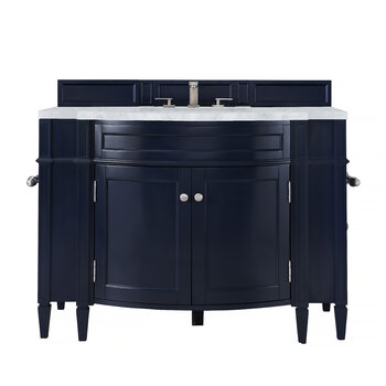 Brittany 46''W Single Vanity, Victory Blue w/ 3cm (1-1/5'') Thick Carrara Marble Top