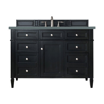 James Martin Furniture Brittany 48'' Single Vanity in Black Onyx with 3cm (1-3/8'' ) Thick Cala Blue Quartz Top and Rectangle Undermount Sink