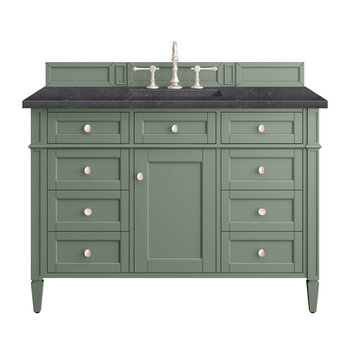 James Martin Furniture Brittany 48'' Single Vanity in Smokey Celadon with 3cm (1-3/8'' ) Thick Charcoal Soapstone Top and Rectangle Undermount Sink