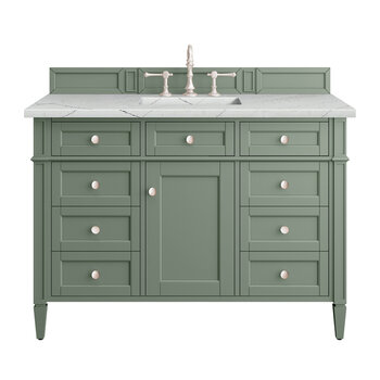 James Martin Furniture Brittany 48'' Single Vanity in Smokey Celadon with 3cm (1-3/8'' ) Thick Ethereal Noctis Top and Rectangle Undermount Sink
