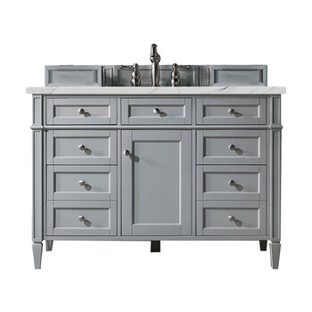 James Martin Furniture Brittany 48'' Single Vanity in Urban Gray with 3cm (1-3/8'' ) Thick Ethereal Noctis Quartz Top and Rectangle Undermount Sink