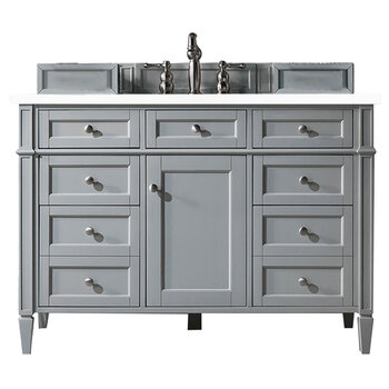 James Martin Furniture Brittany 48'' Urban Gray Single Vanity w/ 3cm (1-3/8'') Thick White Zeus Quartz Top
