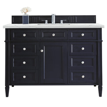 James Martin Furniture Brittany 48'' Single Vanity in Victory Blue with 3cm (1-3/8'' ) Thick Ethereal Noctis Quartz Top and Rectangle Undermount Sink