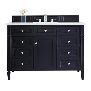 James Martin Furniture Brittany 48'' Victory Blue Single Vanity w/ 3cm (1-3/8'') Thick White Zeus Quartz Top