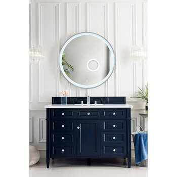 James Martin Furniture Brittany 48'' Victory Blue w/ White Zeus Top Front View