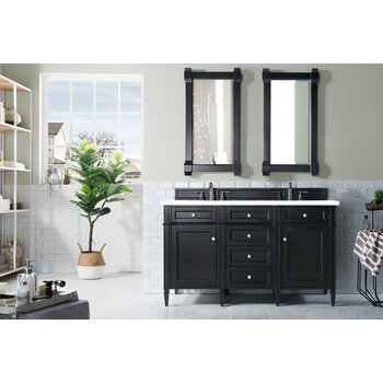 James Martin Furniture Brittany 60'' Black Onyx w/ White Zeus Top Front View