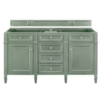 James Martin Furniture Brittany 60'' Double Vanity in Smokey Celadon, Base Cabinet Only