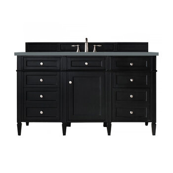 James Martin Furniture Brittany 60'' Single Vanity in Black Onyx with 3cm (1-3/8'' ) Thick Cala Blue Quartz Top and Rectangle Undermount Sink
