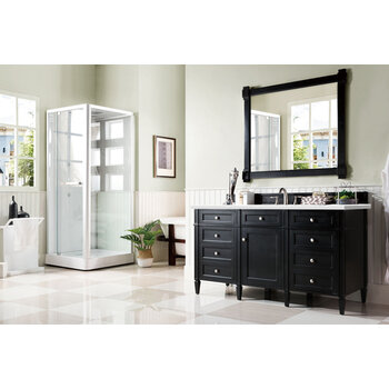 James Martin Furniture Brittany 60'' Black Onyx w/ White Zeus Top Front View