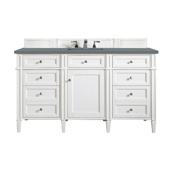 James Martin Furniture Brittany 60'' Single Vanity in Bright White with 3cm (1-3/8'' ) Thick Cala Blue Quartz Top and Rectangle Undermount Sink