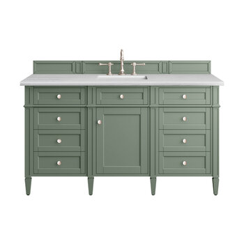James Martin Furniture Brittany 60'' Single Vanity in Smokey Celadon with 3cm (1-3/8'' ) Thick Arctic Fall Top and Rectangle Undermount Sink