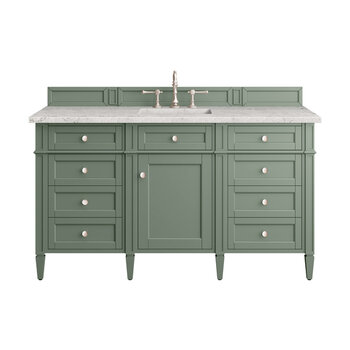 James Martin Furniture Brittany 60'' Single Vanity in Smokey Celadon with 3cm (1-3/8'' ) Thick Eternal Jasmine Pearl Top and Rectangle Undermount Sink