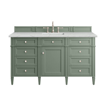 James Martin Furniture Brittany 60'' Single Vanity in Smokey Celadon with 3cm (1-3/8'' ) Thick Ethereal Noctis Top and Rectangle Undermount Sink